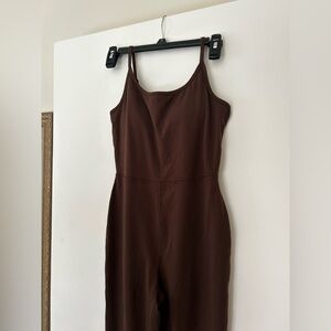 Brown Athletic Flare Pant Jumpsuit